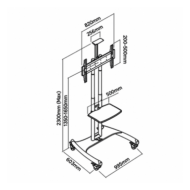 AVA1800 70 1P TV Cart Drawing