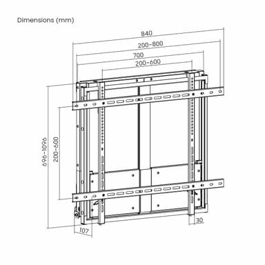 SH 801WHA Digital Signage Wall Mount Drawing