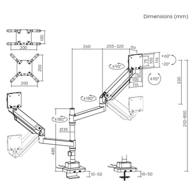 SH80 C024UCP Monitor Mount Drawing