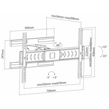 SH 666P TV Wall Bracket Drawing