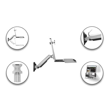 Front View of SHS 02W01 Ergonomic Single Monitor Arm