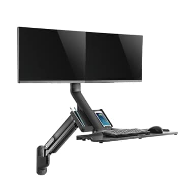 Front View of SH S05-02 Ergonomic Double Monitor Arm