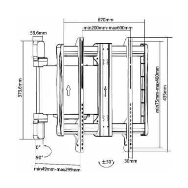 SH 4601RP Motorized TV Wall Mount Drawing