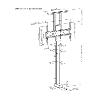 SH 47MX Motorized TV Lift Drawing