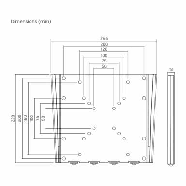SH 201L TV wall mount dimensions and VESA pattern