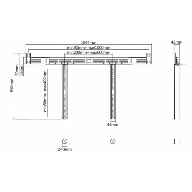 SH 55SB TV wall mount dimensions and VESA pattern