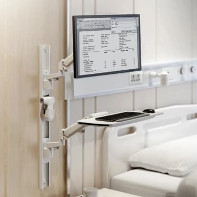 SH MED02 2 Ergonomic Single Monitor Arm Scenery Image