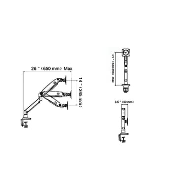 F100A Monitor Arm Drawing