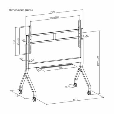 SH TW120 Motorized TV Trolly Drawing