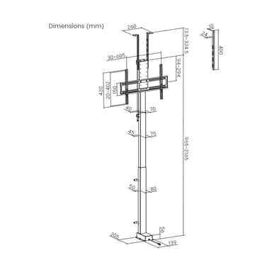 SH 48MX Motorized TV Lift Drawing