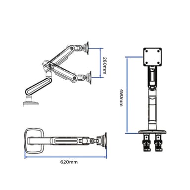 SH M8 Monitor Arm Drawing