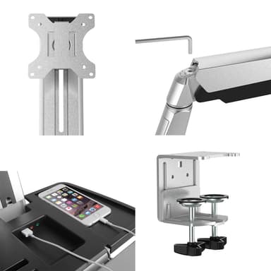 Front View of SHS02 C01 Ergonomic Single Monitor Arm