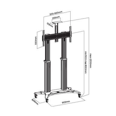 AVF1800 70 1P TV Trolley Drawing