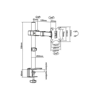 SH M0024T Monitor Mount Drawing