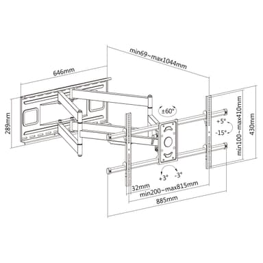 SH 1016P TV Wall Bracket Drawing