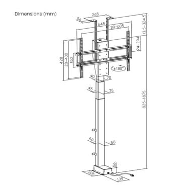 SH 49MXR Motorized TV Stand Drawing