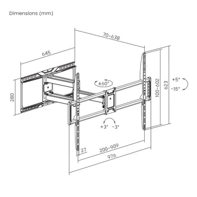 SH 940P TV Wall Mount Drawing
