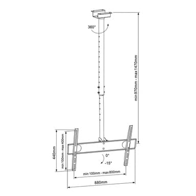 SH 44C TV Ceiling Bracket Drawing